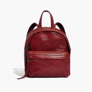 Madewell Leather Mini Backpack (Red, Brand New)